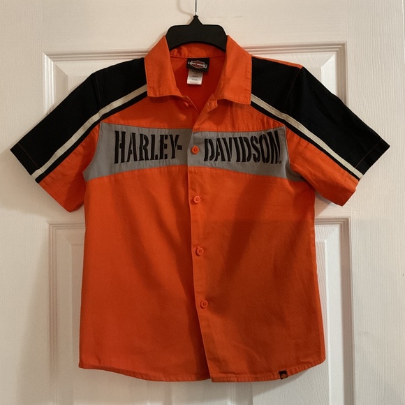 Youth Harley Davidson Short Sleeve Button-up Shirt, Size 12/14 - Picture 1 of 8